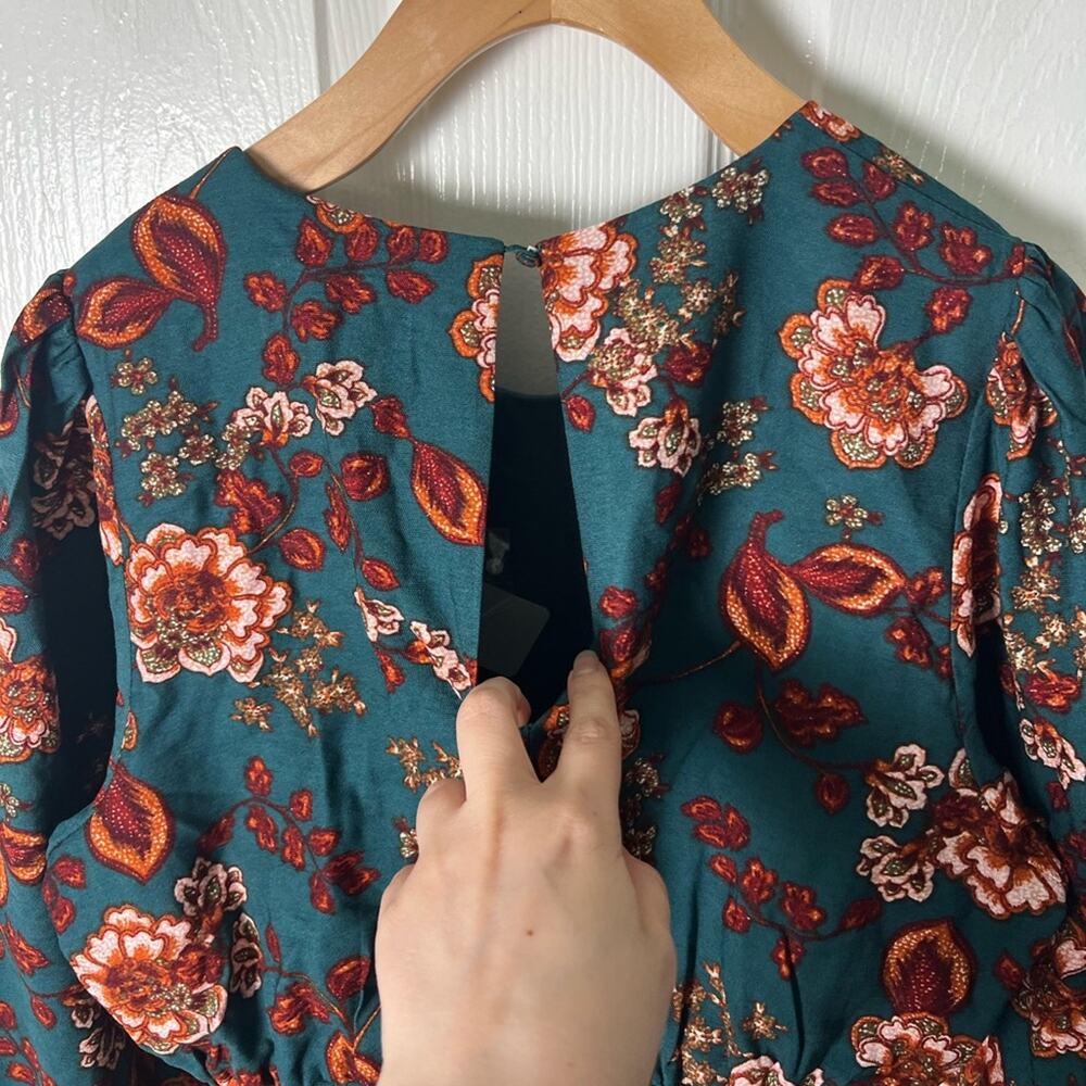 MinkPink Floral Cut Out Ring Long Sleeve Scoop Neck Olivia Mini Dress L - Picture 7 of 9